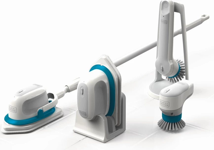 Pastrues me bateri Black&Decker Scumbuster BHPC220 Li-Ion me shkop teleskopik, i zi, set me pad/peceta