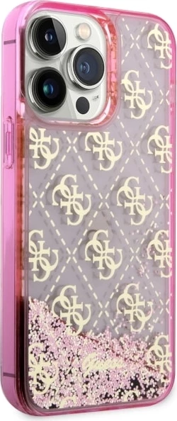 Mbështjellës Guess GUHCP14LLC4PSGP për iPhone 14 Pro 6.1", Liquid Glitter 4G, Rozë