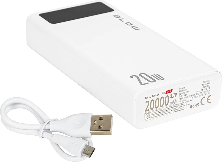 Power bank BLOW PB20E, 20000mAh, 20W, i bardhë