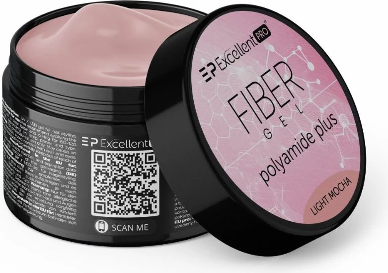 Xhel ndërtues për thonj për femra Excellent PRO Fiber Gel Polyamide Plus Light Mocha 50g