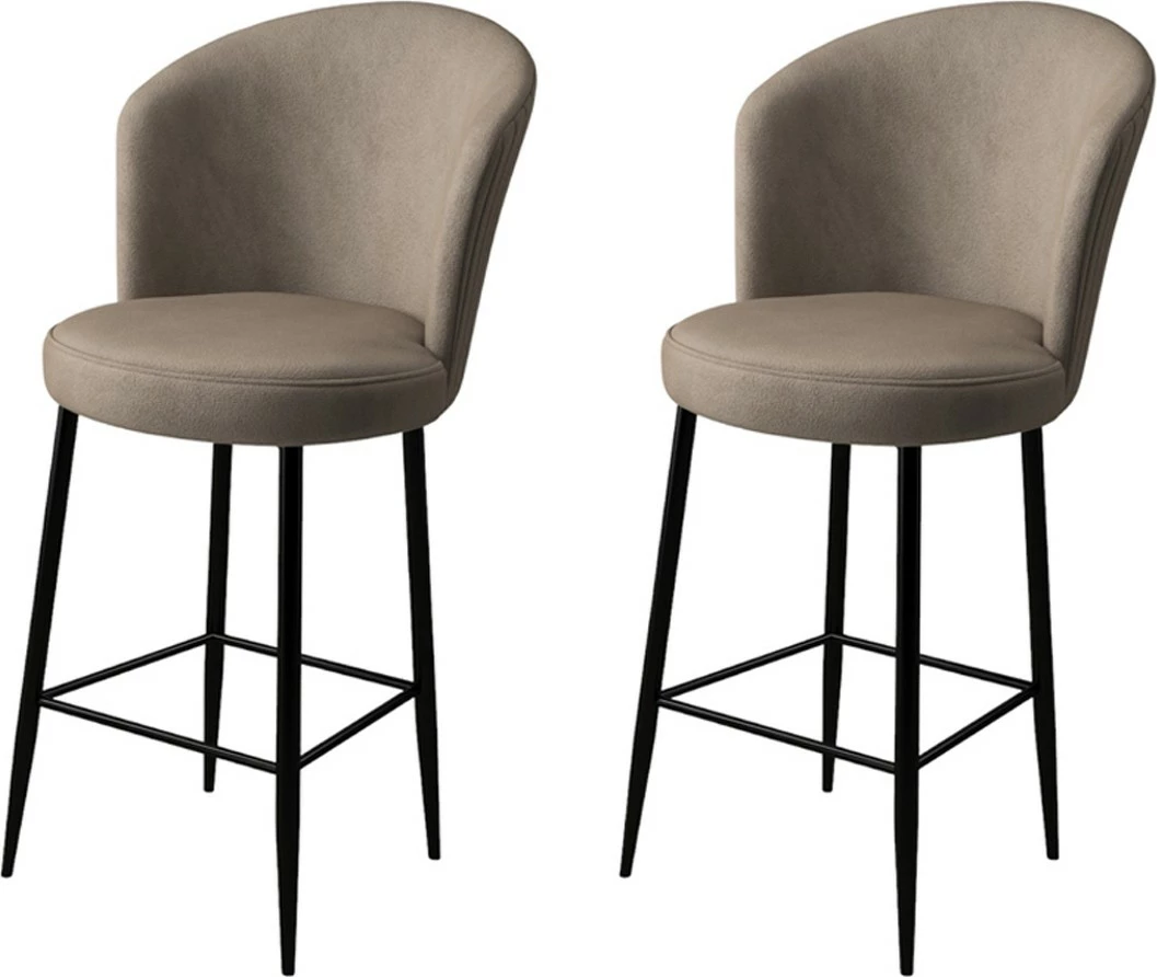 Set karrigesh për bar (2 copë), Hanah Home, Fora, kapuçino, e zezë