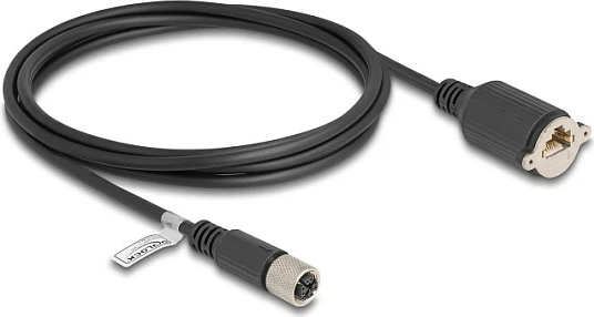 Kabllo rrjeti DeLOCK M12 X-coded 8-pin (femër) në RJ45 (femër), 2 m, e zezë