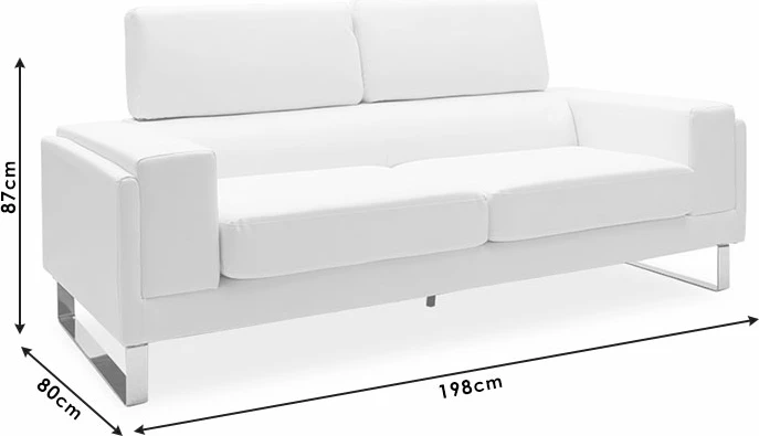 Divan treshe Shea PU, fildish-inox, 198x80x87cm