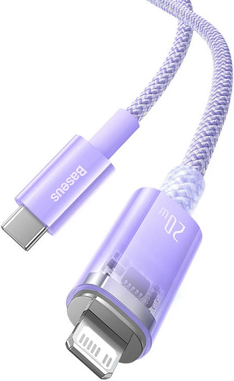 Kabllo karikimi e shpejtë Baseus Explorer Series USB-C në Lightning, 1m, 20W, vjollcë