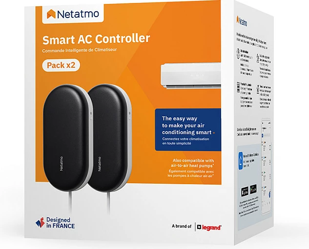 Kontroller i mençur për klimë Netatmo Smart AC Controller, Wi‑Fi, 2 copë, zi/bardhë