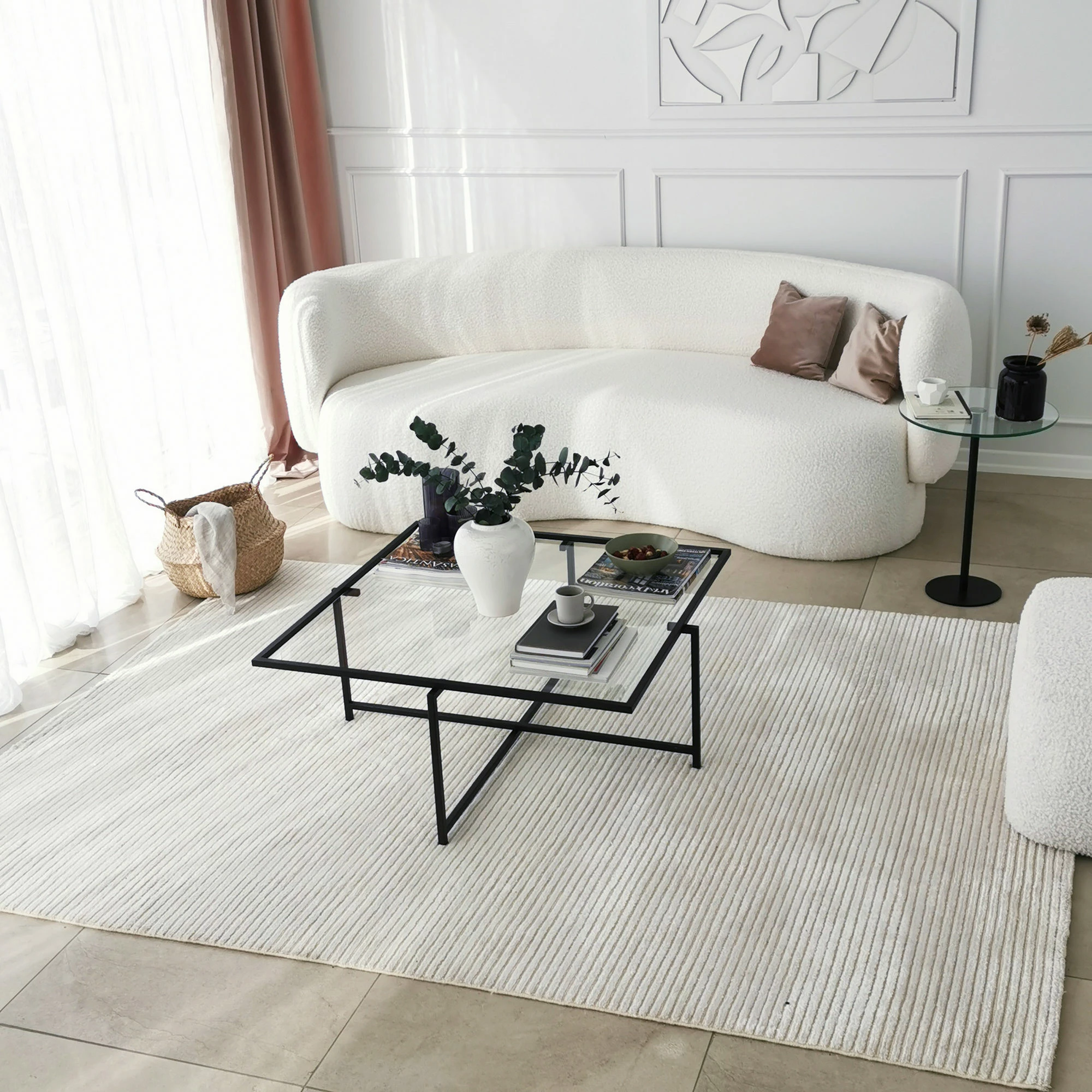 Tavolinë kafeje Hanah Home, Sun S409, ngjyrë e zezë, 85x85x35cm