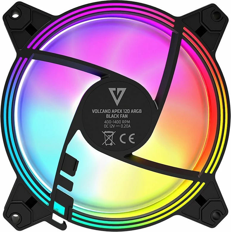 Ventilator kasë Modecom Volcano Apex 120 ARGB Standard 120mm 4-pin PWM, i zi, 1 copë