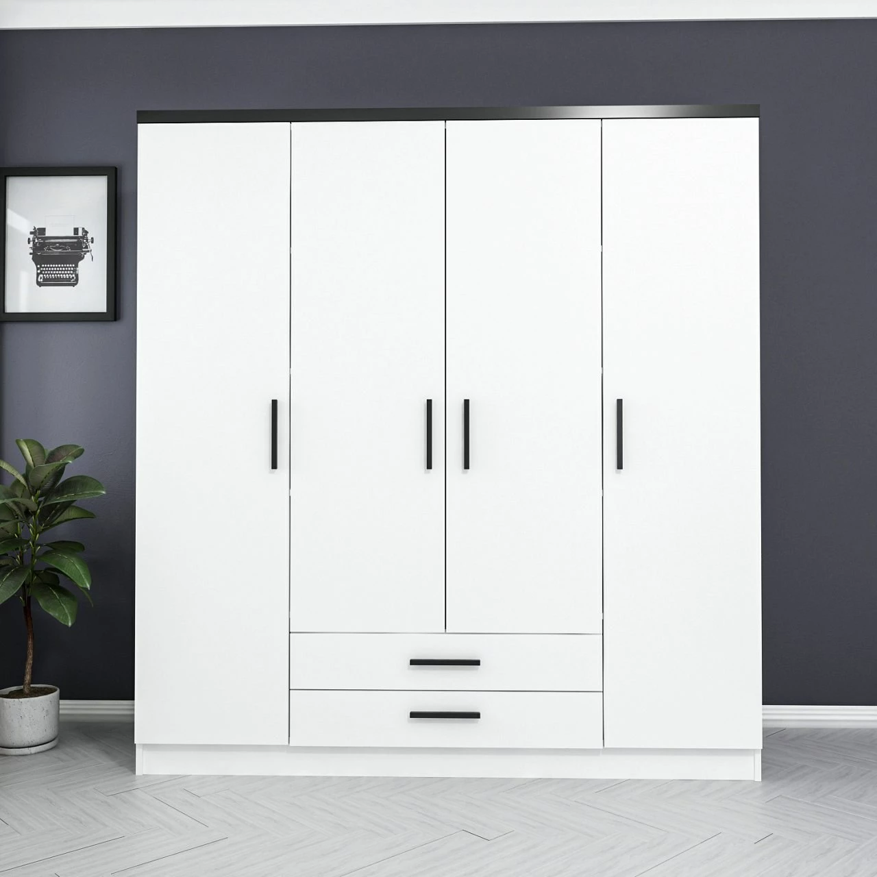 Dollap për dhomë gjumi, ngjyrë e bardhë, Skye Decor Kale Plus - 3045