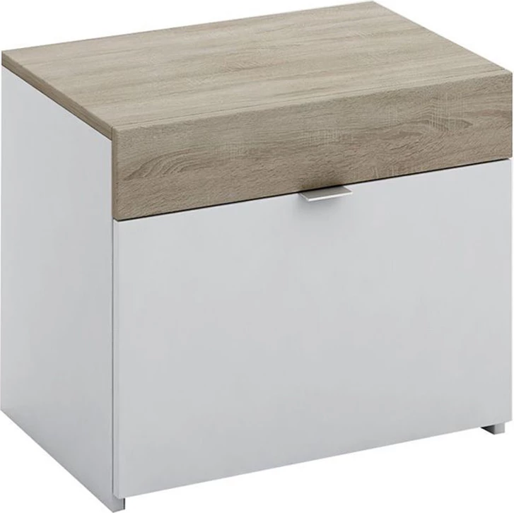 Komodinë My Box, sonoma e errët, shkëlqim i bardhë, 50x36x43cm