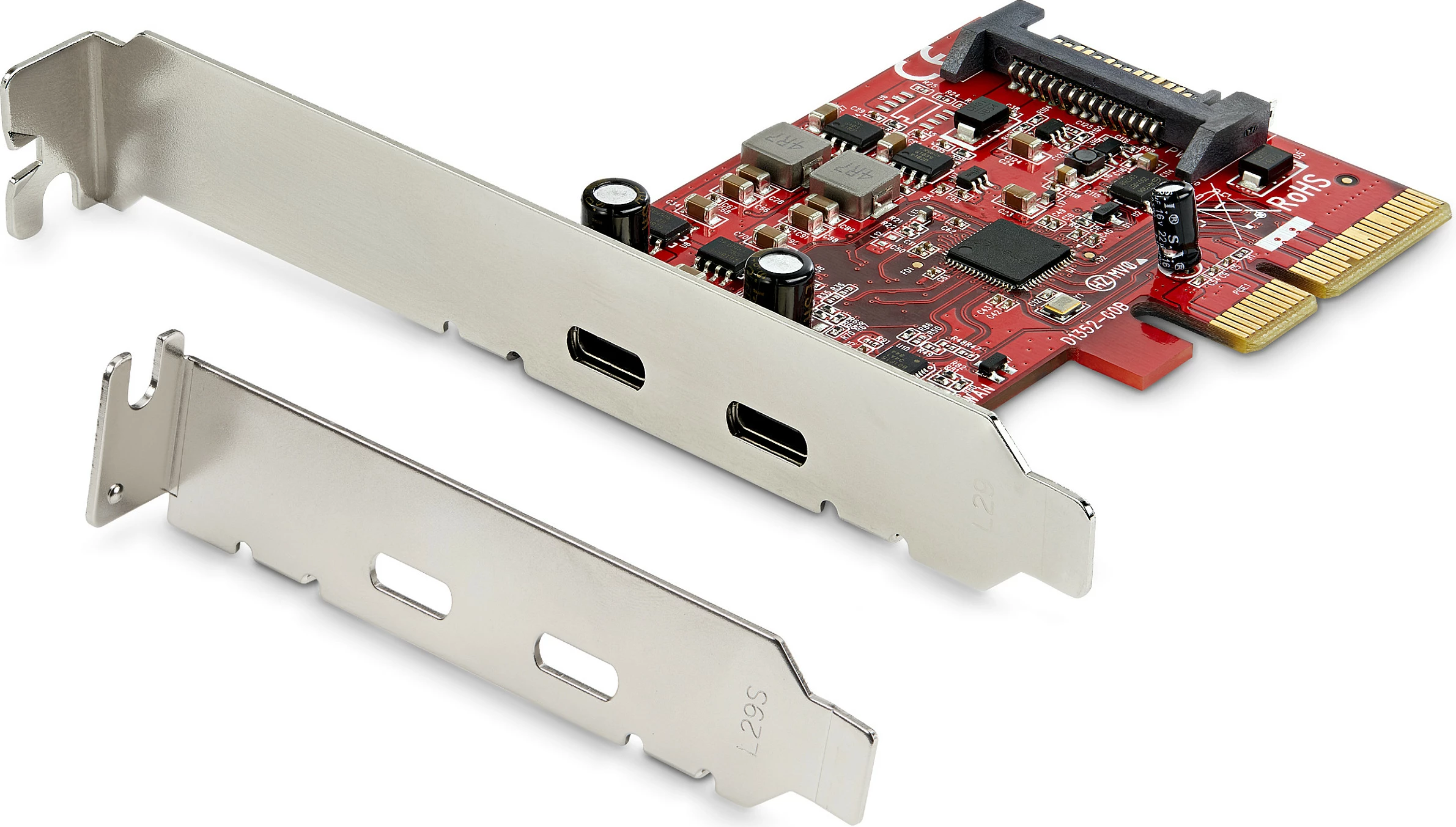 Kartelë zgjerimi PCIe StarTech 2-Port USB-C 3.1 Gen 2, 10Gbps, PCIe Gen3 x4, ASM3142, e kuqe