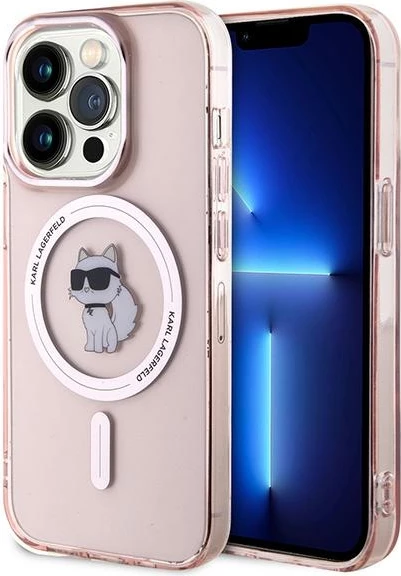 Mbështjellës Karl Lagerfeld IML Choupette MagSafe për iPhone 14 Pro Max, rozë