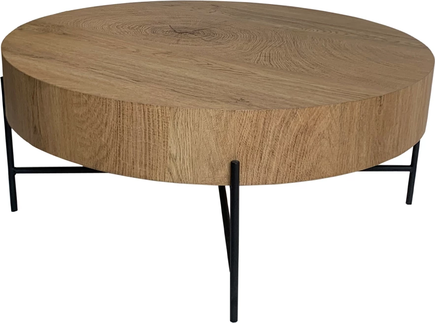 Tavolinë kafeje Madera, natyrale e zezë, 80x80x36cm