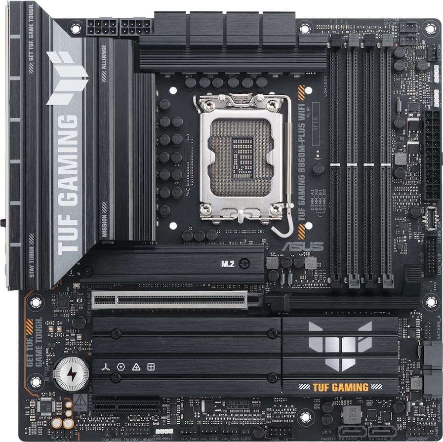 Pllakë amë ASUS TUF GAMING B860M-PLUS WIFI, mATX, Socket 1851, DDR5, Wi‑Fi, Bluetooth 5.4
