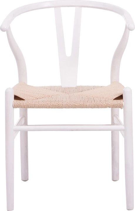 Karrige Wishbone, dru kauçuku, litar sintetik, ngjyrë natyrale-bardhë, 60x51x80cm