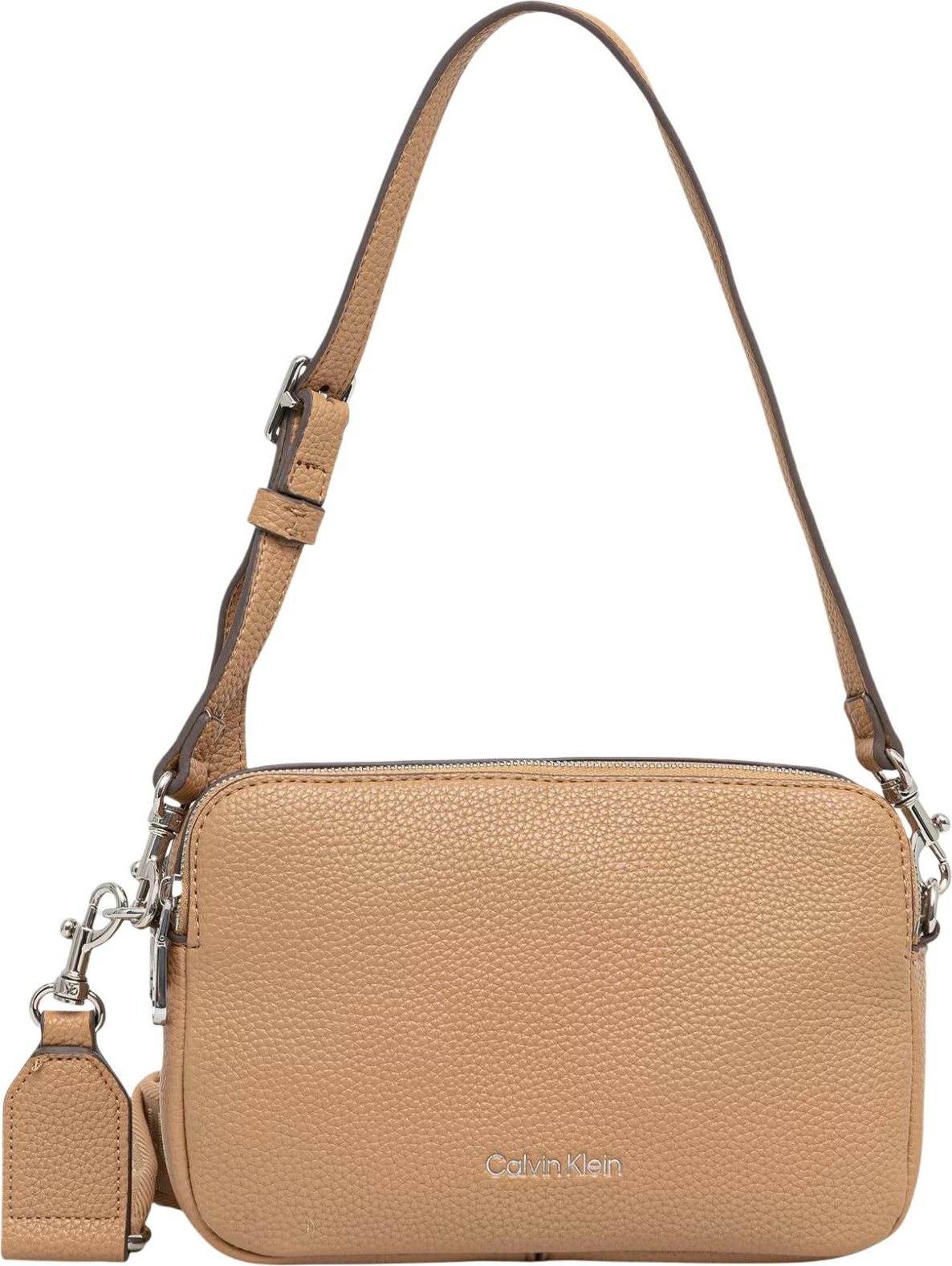 Çantë crossbody për femra Calvin Klein WEBBING 2X STRAP CAMERA BAG LV04F3656G, bezhë e çelët