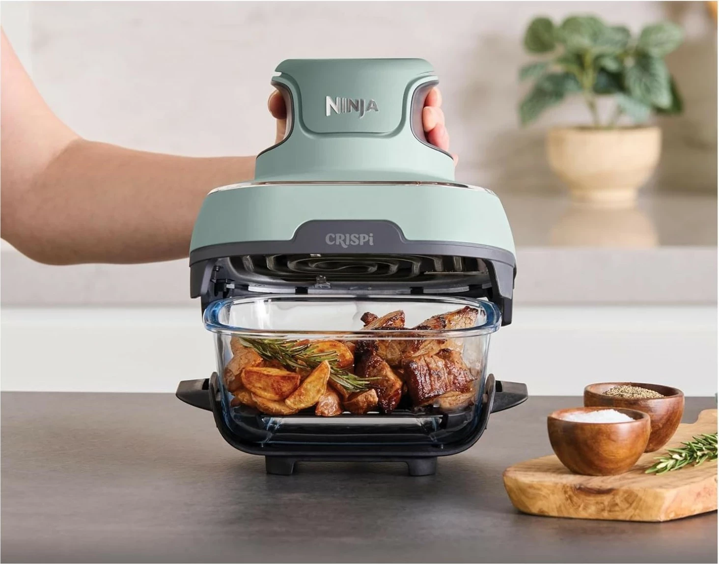 Fryer pa yndyrë Ninja Crispi FN101EU, 3.8L, 1700W, jeshile