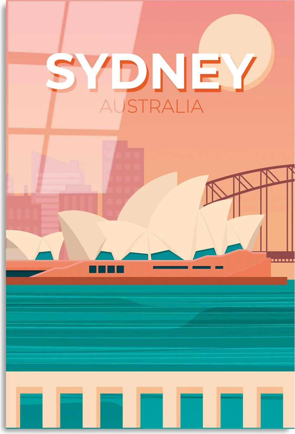 Pikturë dekorative prej xhami të temperuar, shumëngjyrëshe, 30x45cm, Sydney Australia