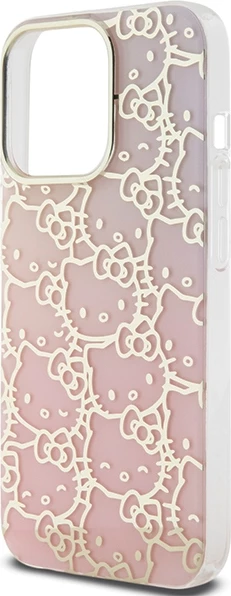 Mbështjellës Hello Kitty IML Gradient Electrop Crowded Kitty Head për iPhone 15 Pro, Rozë
