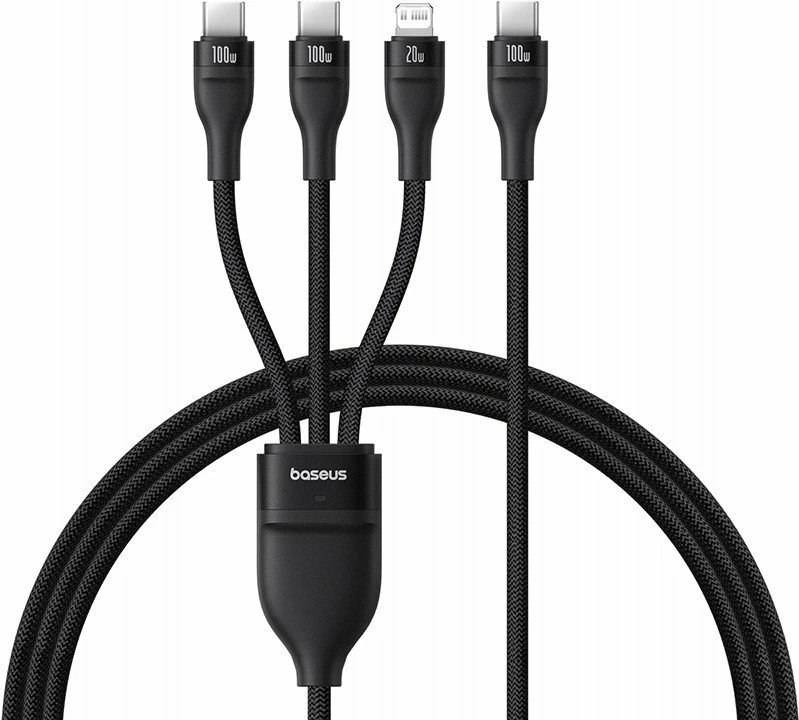 Kabllo USB-C Baseus Flash Series 3 3-në-1 100W 1.5 m (2x USB-C + Lightning), e zezë