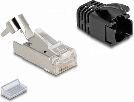 Prizë modulare RJ45 DeLOCK Cat8.1 S/FTP, set 25 copë, e zezë/argjend