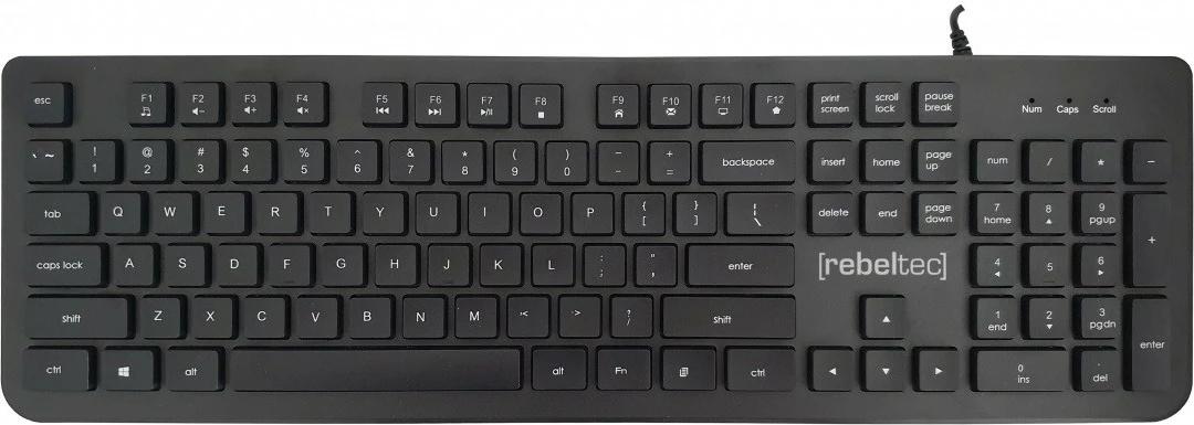 Tastierë kompjuteri Rebeltec Solidero, me kabllo USB, Full Size, e zezë