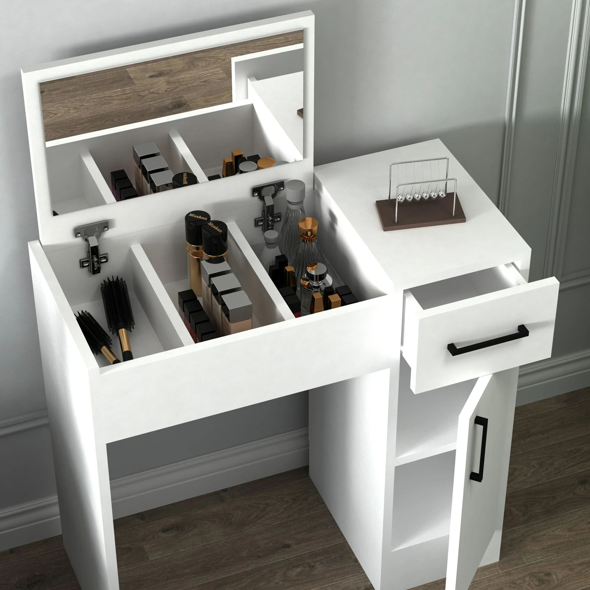 Tavolinë grimi Skye Decor, e bardhë, Inci