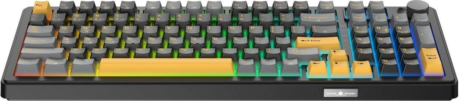 Tastierë gaming White Shark Excalibur, mekanike 98%, RGB, Hot-Swap KTT Wine Red, wireless/USB-C, black-grey