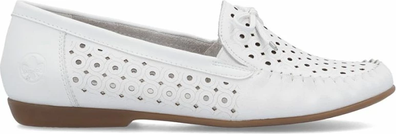 Mokasina lëkure për femra Rieker L6352-80, të bardha