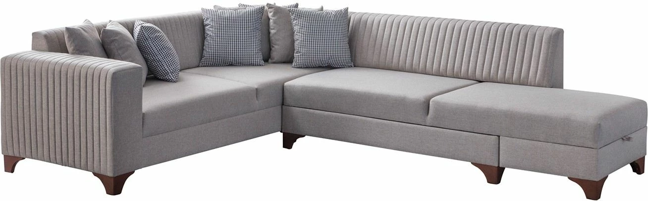 Kënd divan-krevat, ngjyrë krem, Atelier del Sofa, West Right, me 6 jastëkë