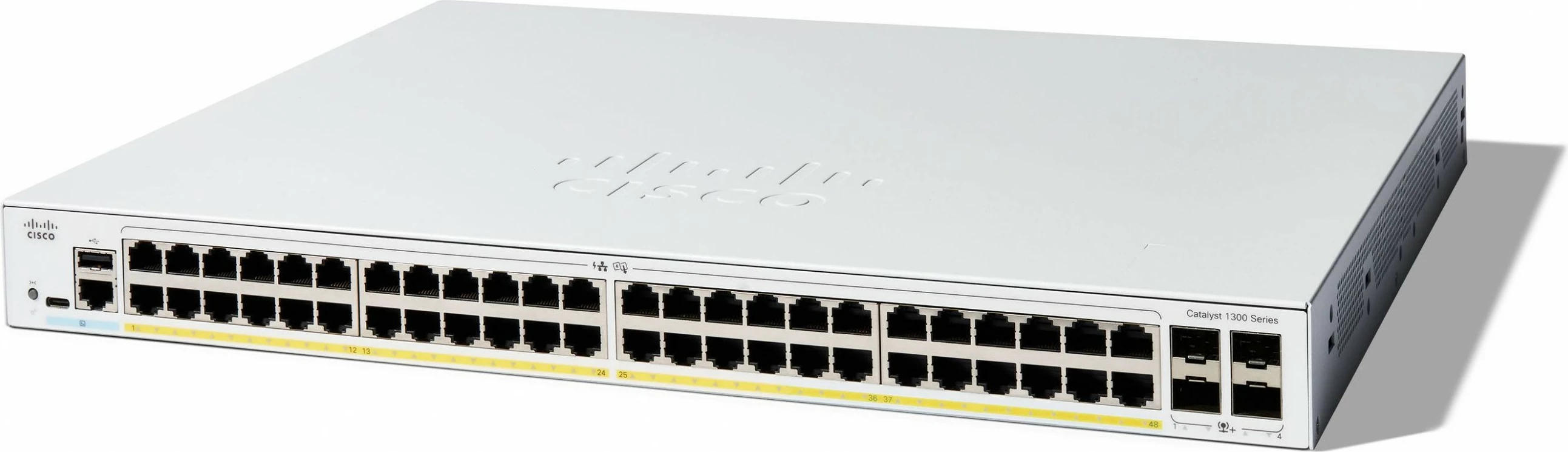 Switch Cisco Catalyst 1300-48P-4X, 48 porta GE, PoE+, 4x10GE SFP+, i bardhë