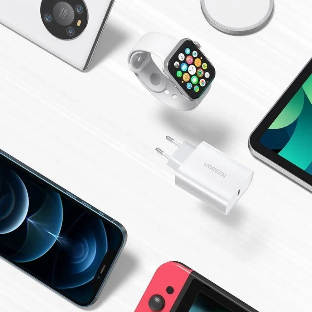 Karikues UGREEN 20W, USB-C, Power Delivery 3.0 & Quick Charge 4.0+, i bardhë