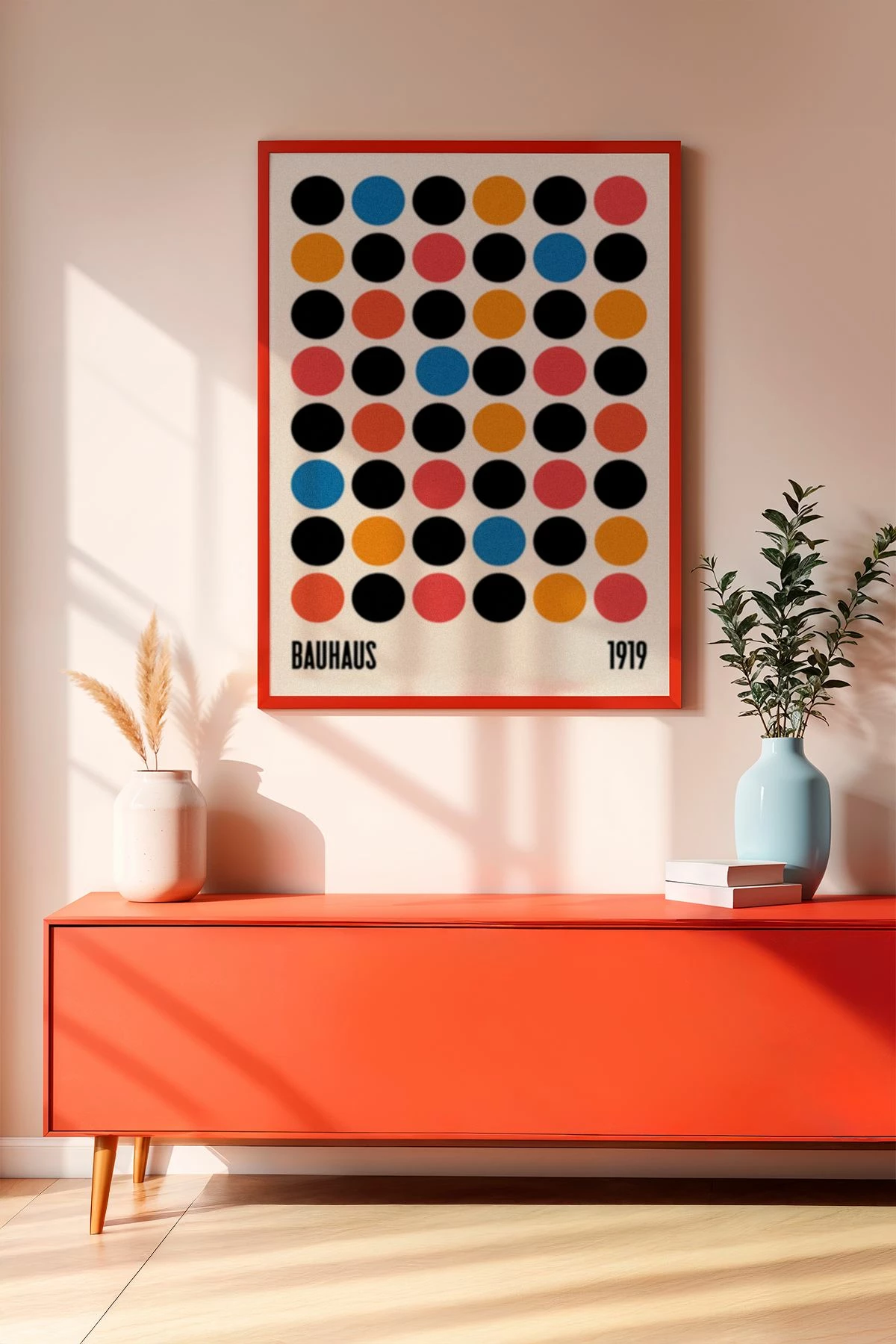 Pikturë dekorative me kornizë, MDF, Wallity, Artrnkdata7, e kuqe