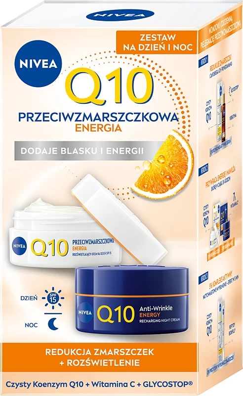 Set kremë fytyre ditë dhe natë për femra Nivea Q10 Energy 2x50ml