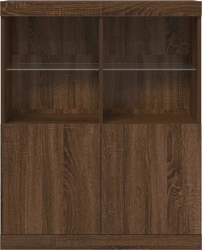 Kabinet vidaXL 81x37x100 cm, 2 dyer, 4 ndarje të hapura, dru kompozit, kafe lis