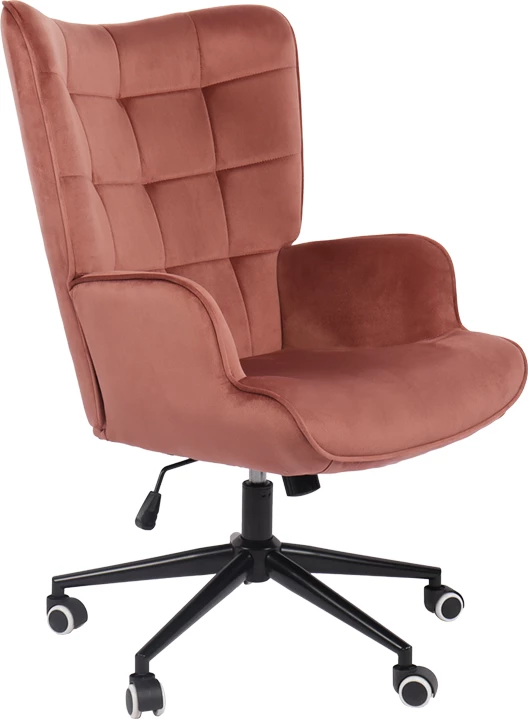 Karrige rrotulluese Lobima, kadife ngjyrë mollë e kalbur, bazë e zezë, 71x68x104cm