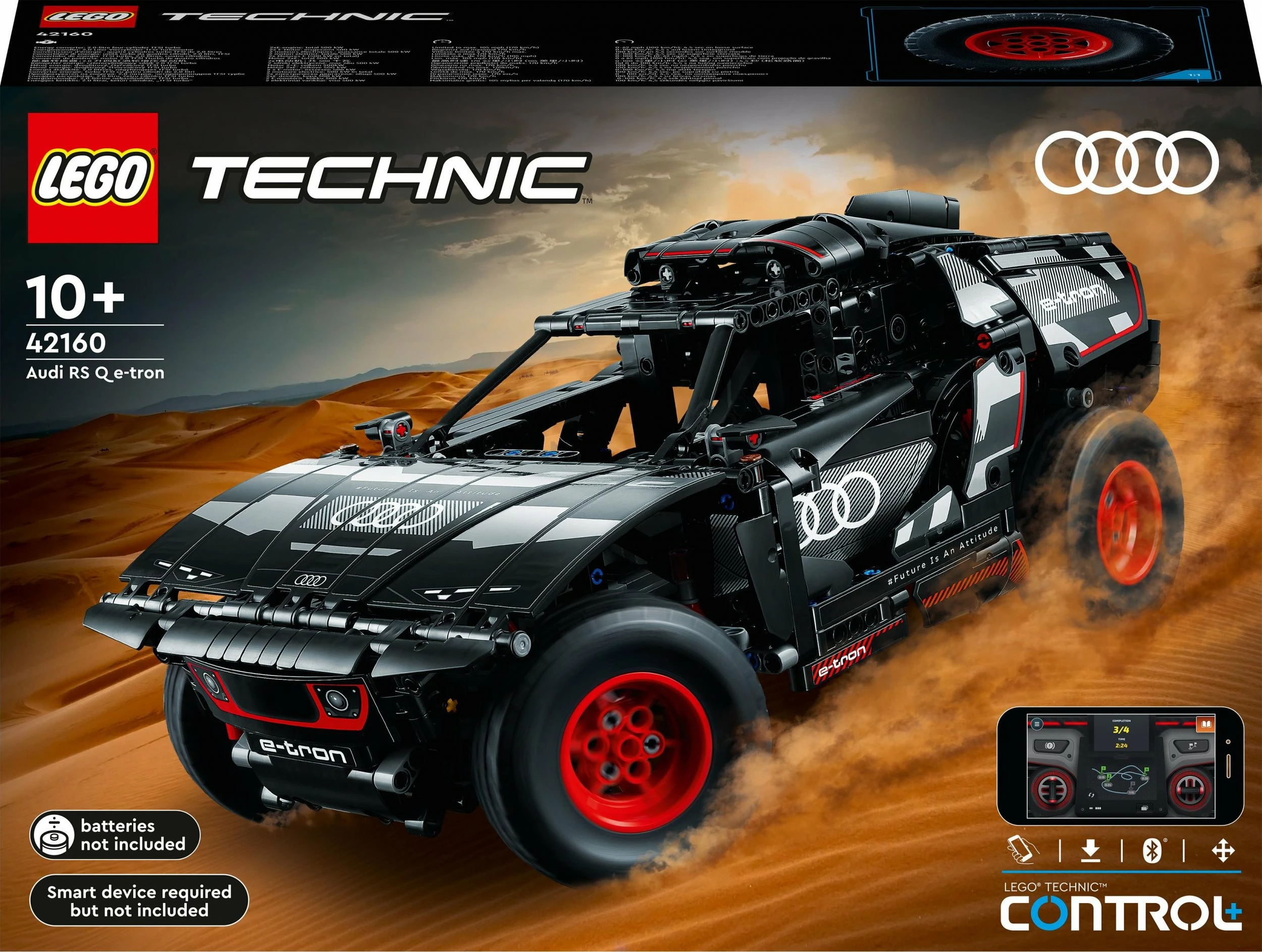 Set LEGO Technic Audi RS Q e-tron 42160, 914 copë, RC me CONTROL+ app, 10+, e zezë/kuqe