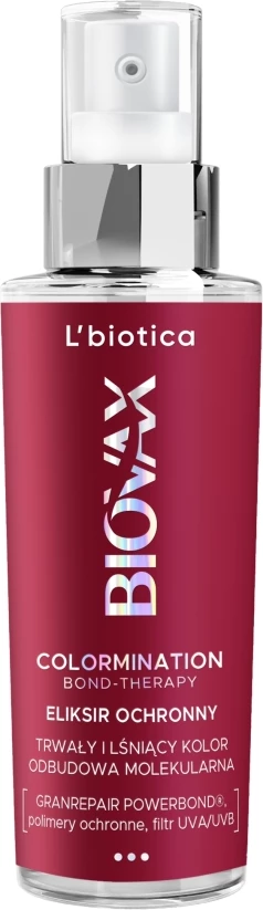 Eliksir mbrojtës për flokë L'biotica Biovax Colormination Bond-Therapy për femra 100ml