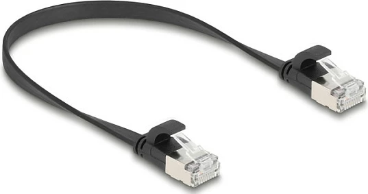 Kabllo rrjeti DeLOCK 81161 Cat6a 0.25m RJ45, e sheshtë, e ekranizuar, e zezë