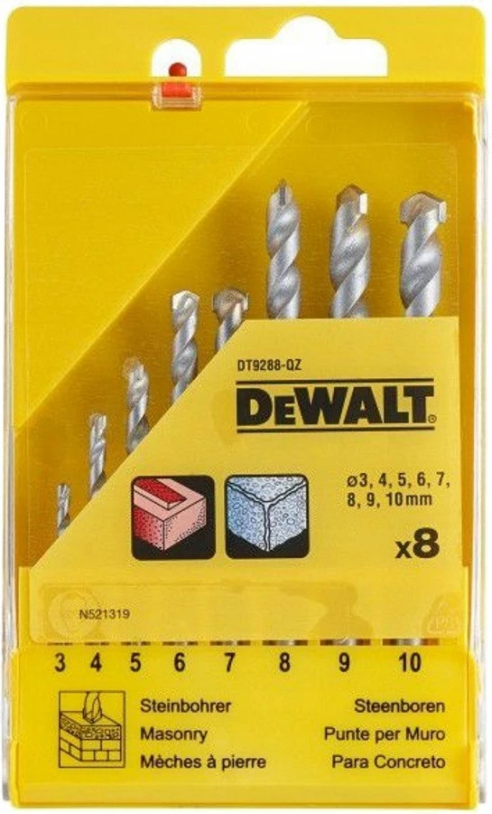 Set burgjish për beton DeWalt Extreme DT9288-QZ 3-10 mm, 8 copë