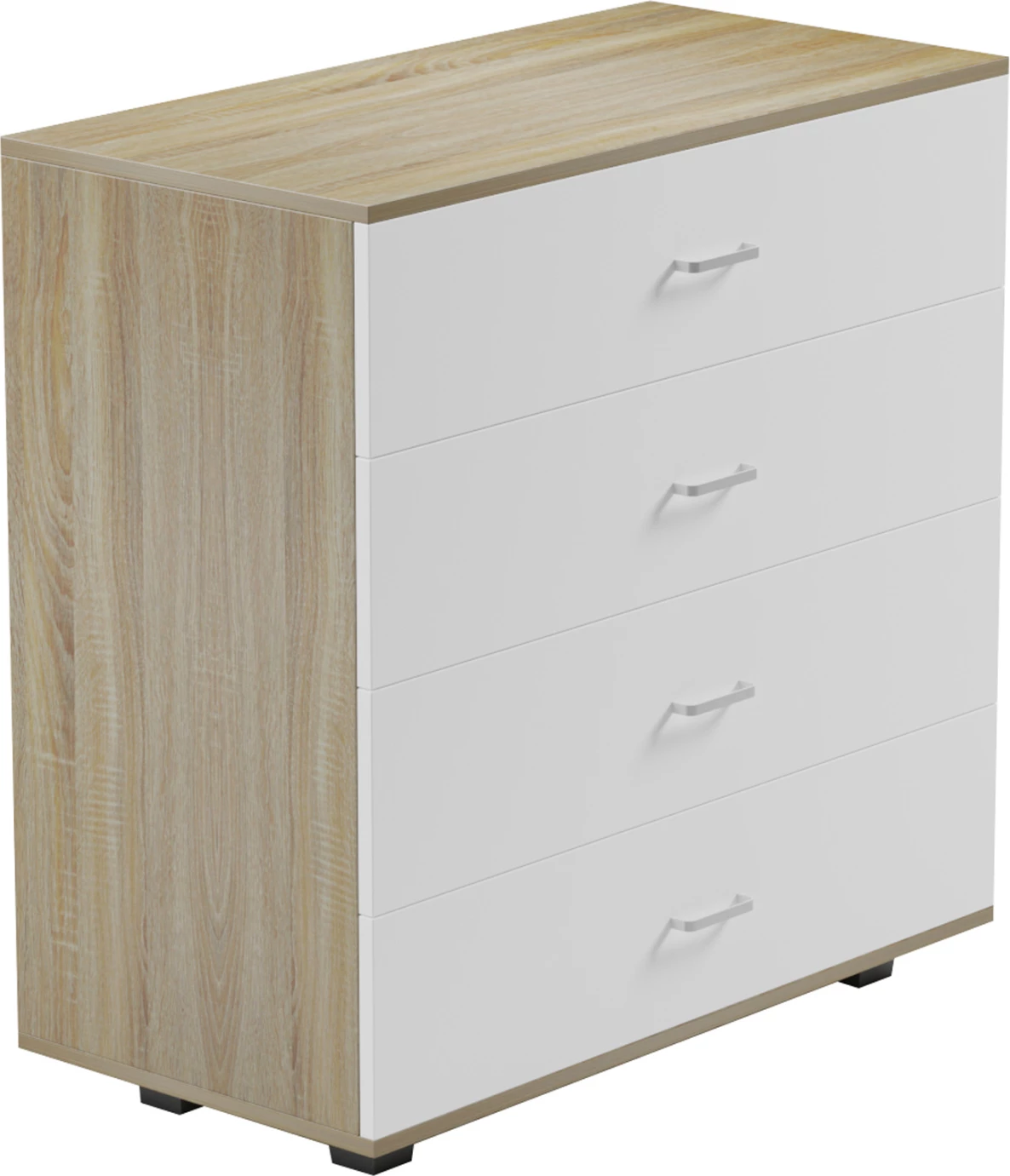 Komodinë me 4 sirtarë FH8996.04 melaminë, ngjyrë sonama-bardhë, 80x40x83 cm