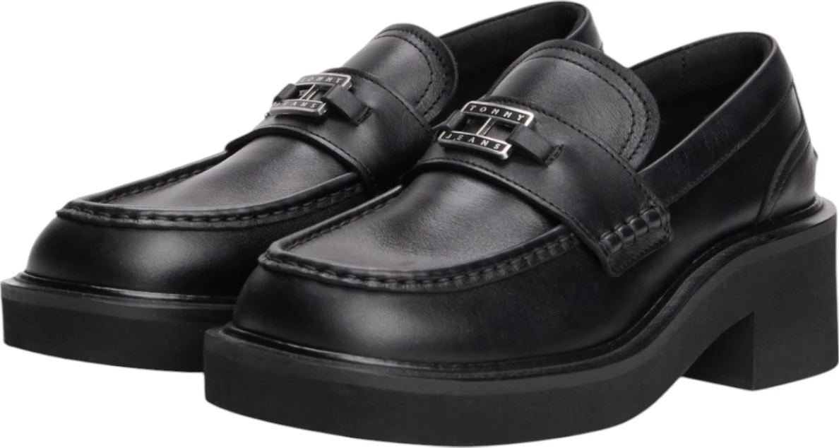 Këpucë loafers me take për femra Tommy Hilfiger Jeans TJW Chunky Heel Loaf EN0EN02789, të zeza [Madhësia: 39]