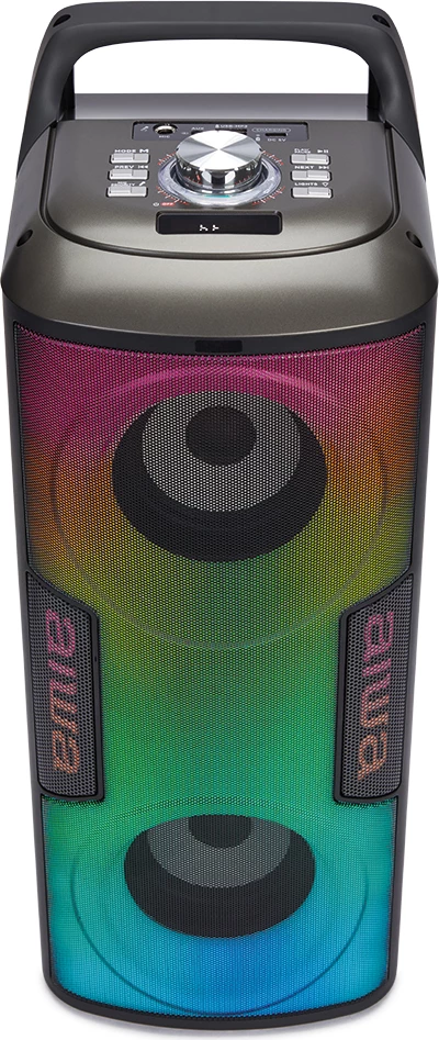 Altoparlant portativ Bluetooth Aiwa KBTUS-100, 16 W RMS HyperBass, TWS, RGB, karaoke, set me mikrofon e telekomandë, i zi