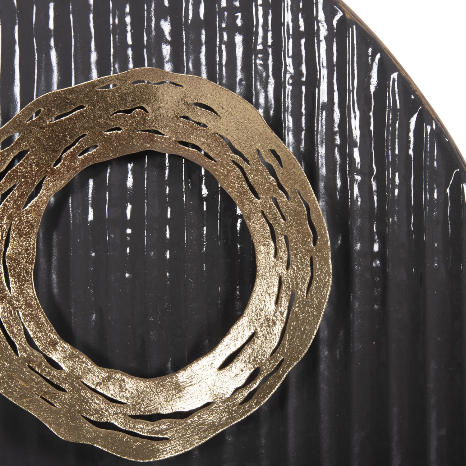 Dekor muror i rrumbullakët, FH4202, metal, ngjyrë ari-zi-bardhë, Φ60 cm