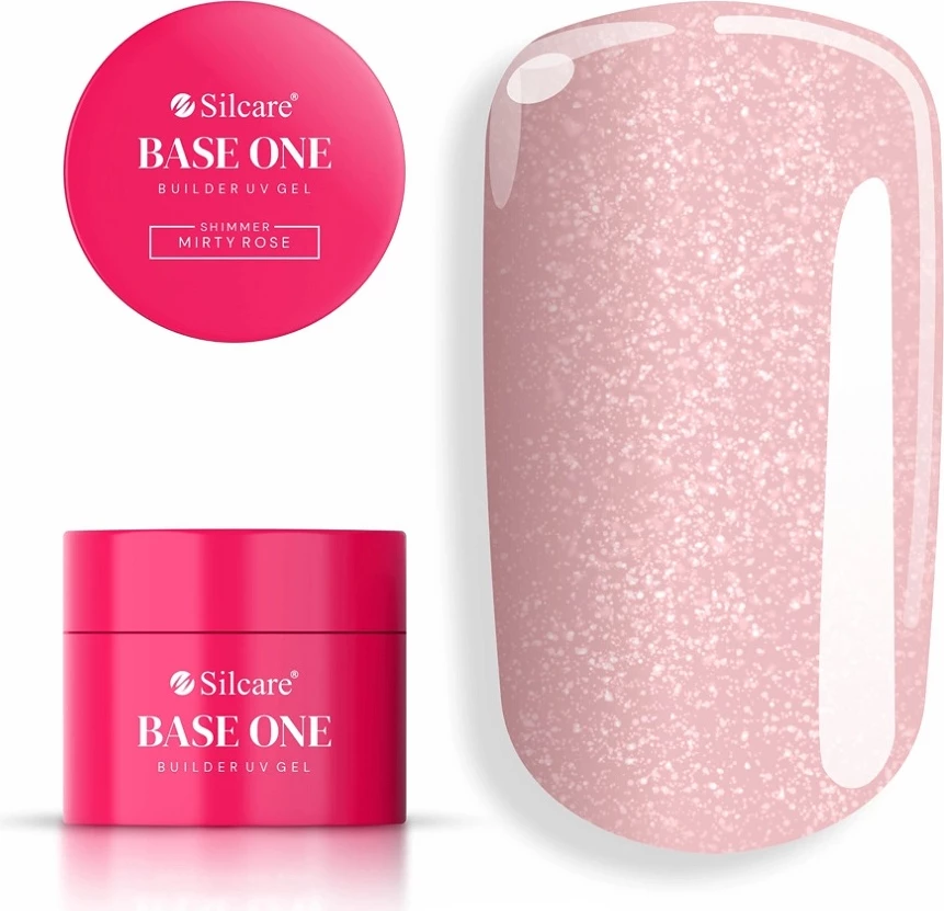 Xhel ndërtues për thonj Silcare Base One Shimmer Misty Rose për femra, 50g