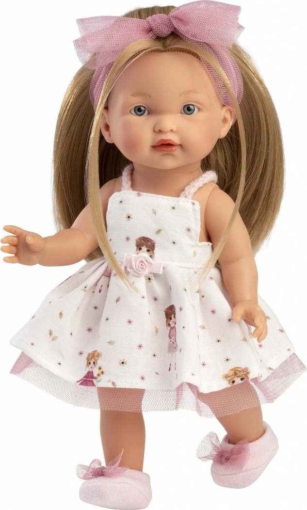 Kukull, Llorens, Valeria 28038 28 cm, vinil, lëviz krahë/këmbë/kokë, rozë e bardhë, set 4 pjesë