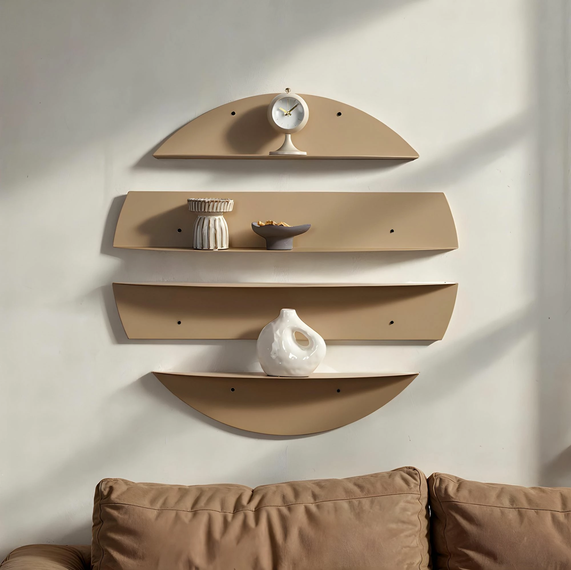 Raft dekorativ metalik për mur, ngjyrë taupe, Skye Decor, Vlnt118Cp