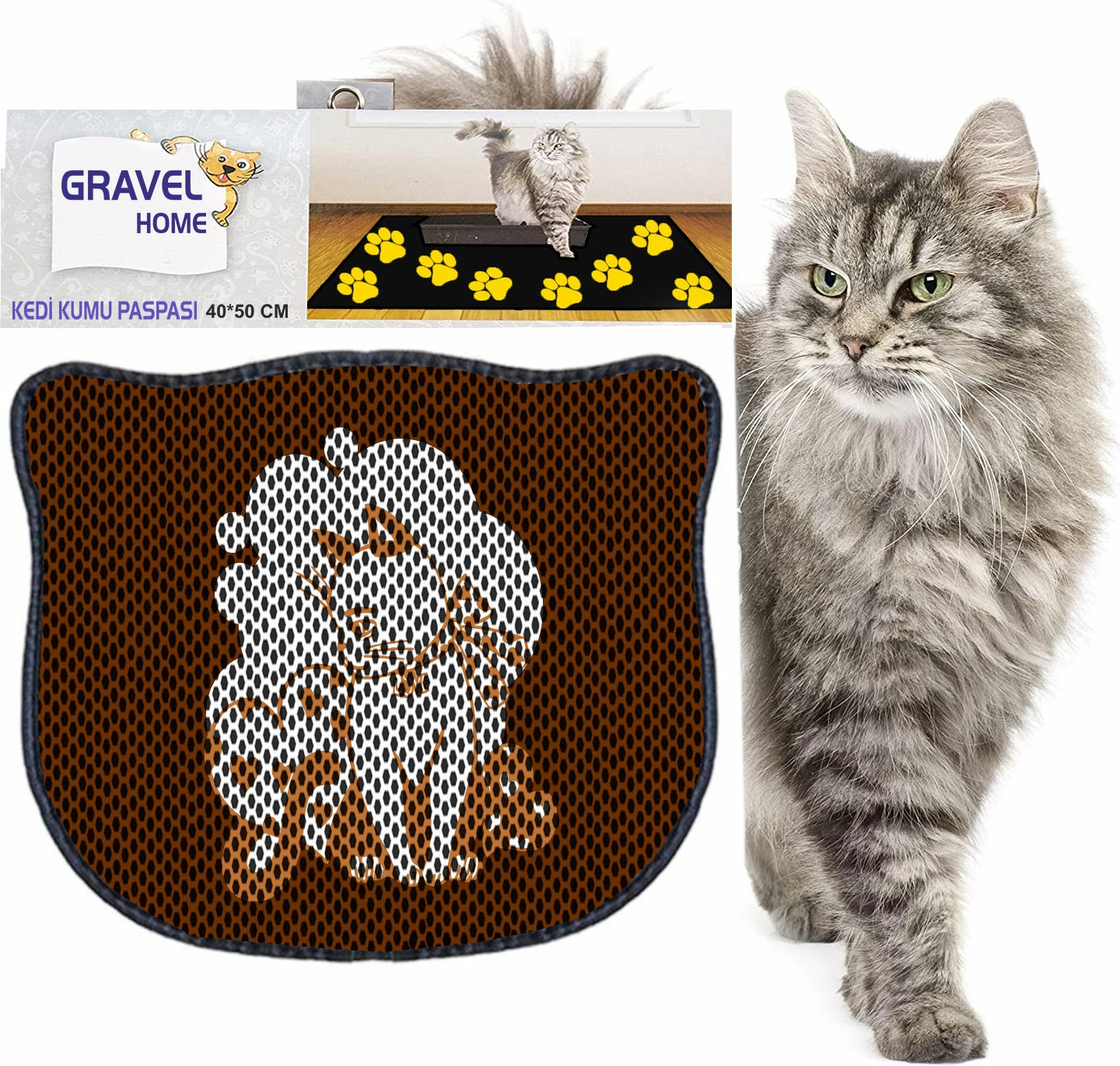 Tapet për rërë mace, shumëngjyrësh, Paws & Whiskers, Kdkafa0018, 40x50cm