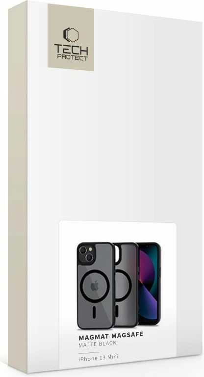 Mbështjellës Tech-Protect MagMat për iPhone 13 mini, MagSafe, gjysmë-transparent, i zi