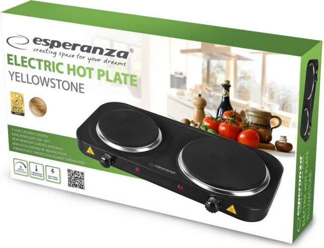 Pllakë elektrike Esperanza Yellowstone EKH014K, e zezë