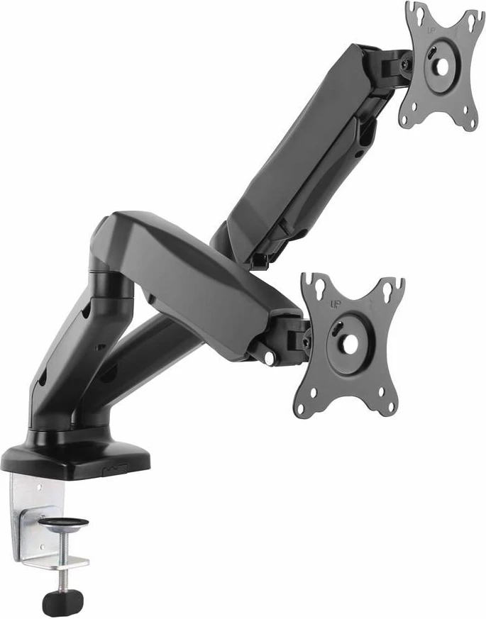 Mbajtëse tavoline për 2 monitorë Art RAMM L-16GD 13\"-27\", VESA 75x75/100x100, gaz-spring, e zezë